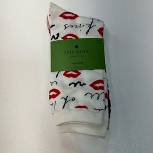 Kate Spade 3 Pack Crew Socks Kisses Glitter Stripes Pink Black White
